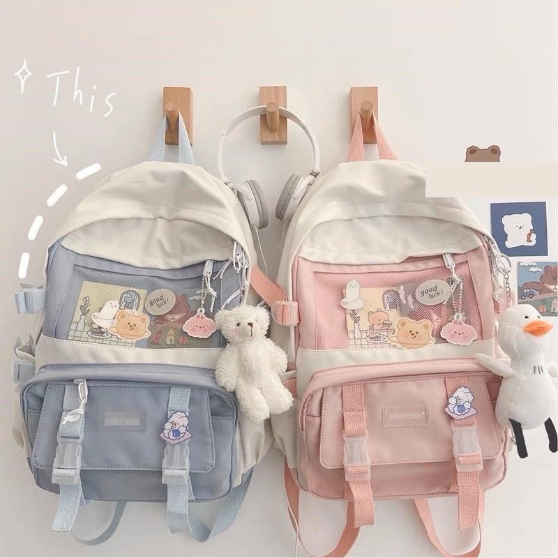 LITTLE DAISY | MONJI School Bag Korean Style / Tas Sekolah Premium Import / Tas Sekolah Besar Ransel Trendi Lucu Junior / Backpack Vira