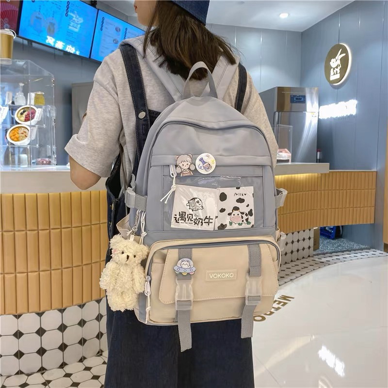 LITTLE DAISY | MONJI School Bag Korean Style / Tas Sekolah Premium Import / Tas Sekolah Besar Ransel Trendi Lucu Junior / Backpack Vira