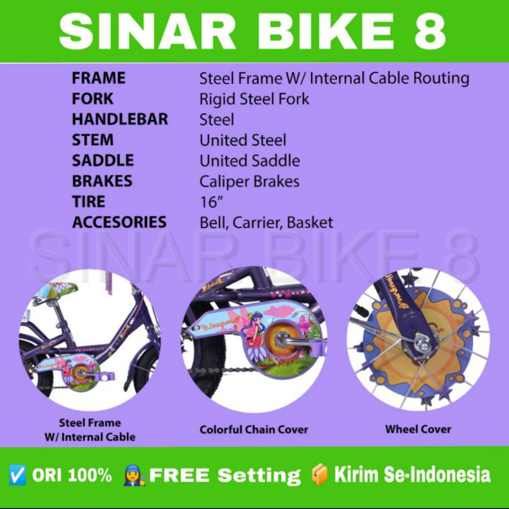 Sepeda Mini Anak Perempuan HONEYROSE by UNITED Bike Uk 12 16 18 Inch