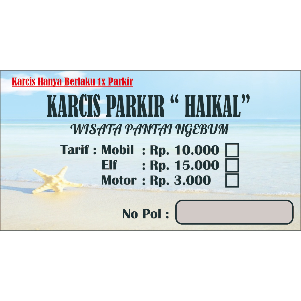 

KARCIS PARKIR CUSTOM