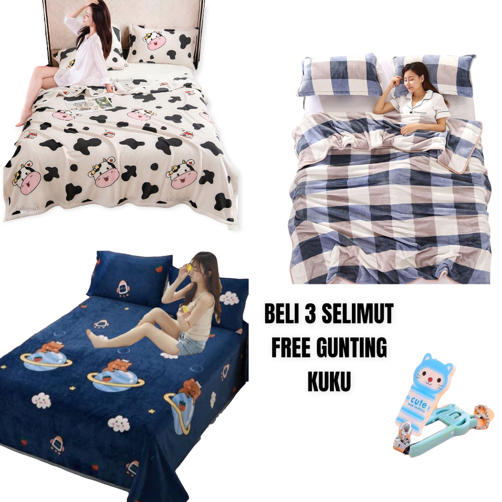 Selimut Dewasa Bulu Halus PROMO PAKET USAHA HEMAT SELIMUT 100 Ribu Dapat  3 PCS Berkualitas Cantik