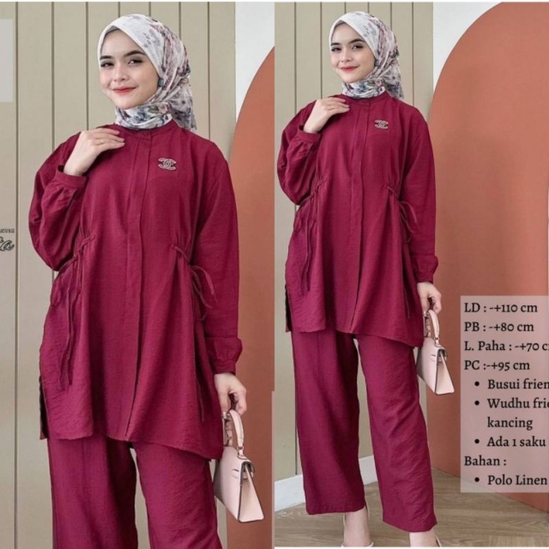 NEW ONESET TIARA LINEN PREMIUM SETELAN WANITA BUSUI TERLARIS SET POLOS VIRAL