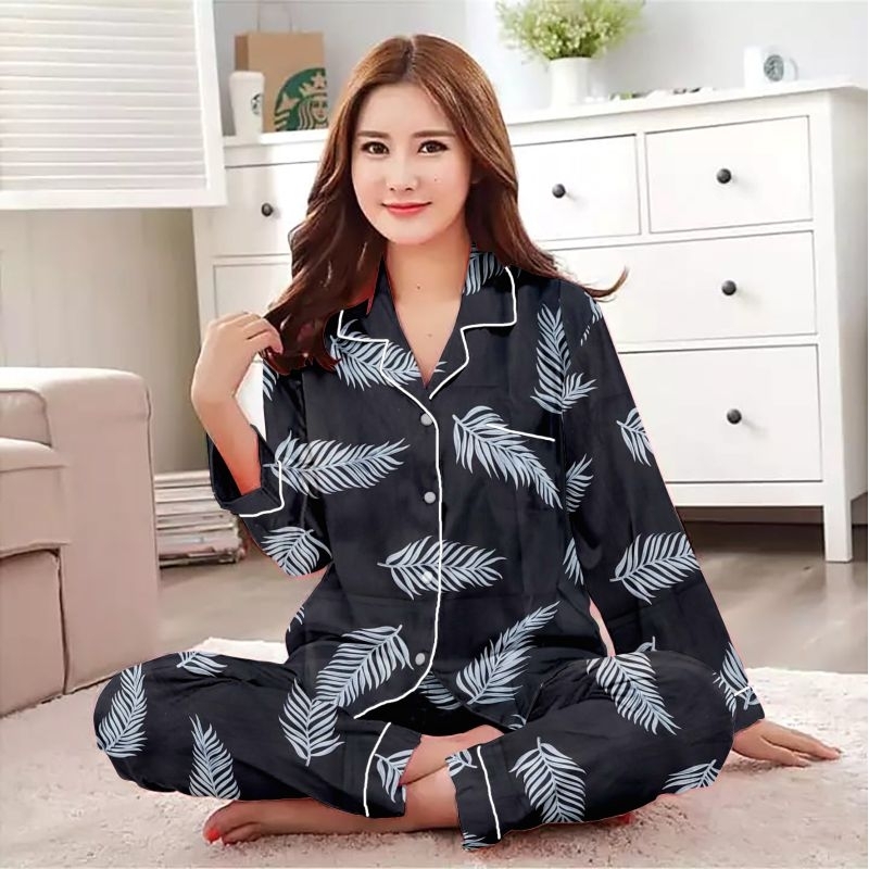 piyama setelan lengan panjang/baju tidur wanita terbaru/setelan wanita katun