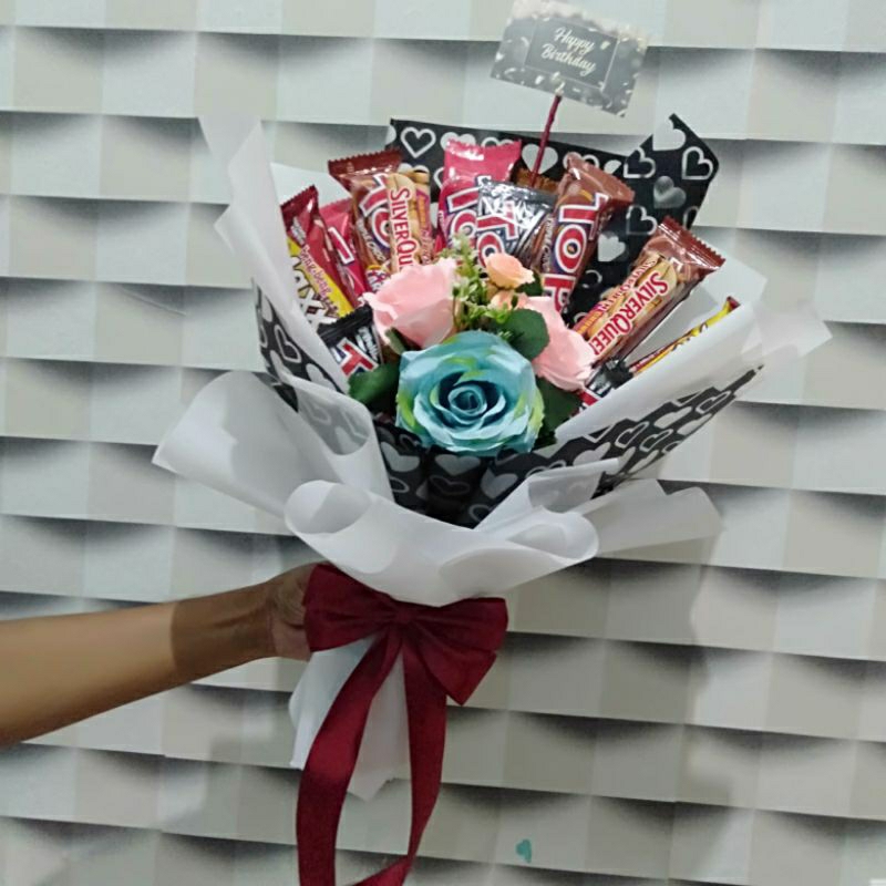 

Buket Snack coklat dan bunga NG80