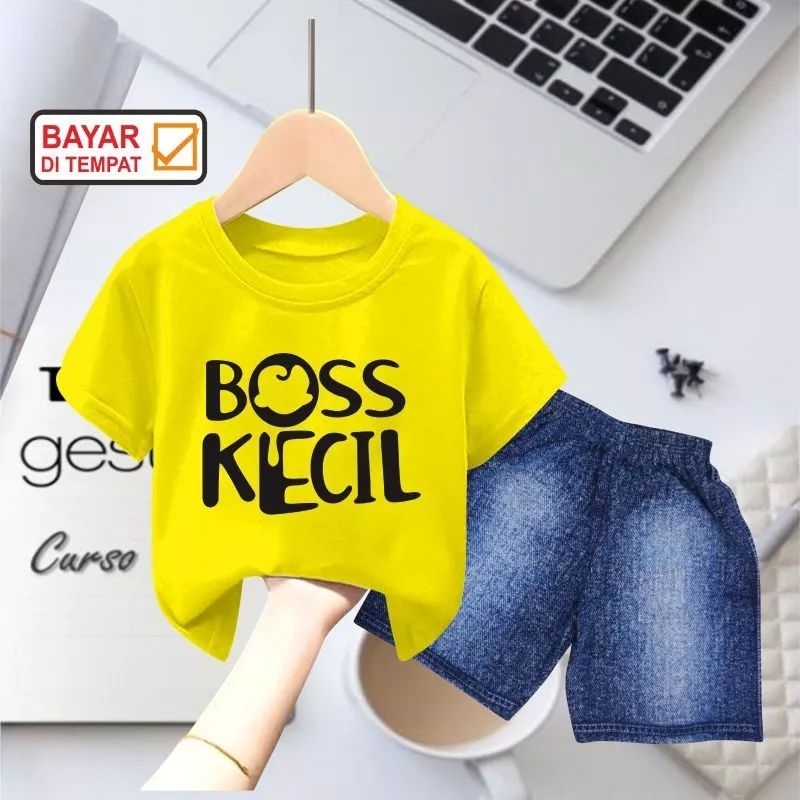 KHILIN STORE Baju Kaos BOSS KECIL Usia 2-10 Tahun Atasan Anak Laki laki Perempuan
