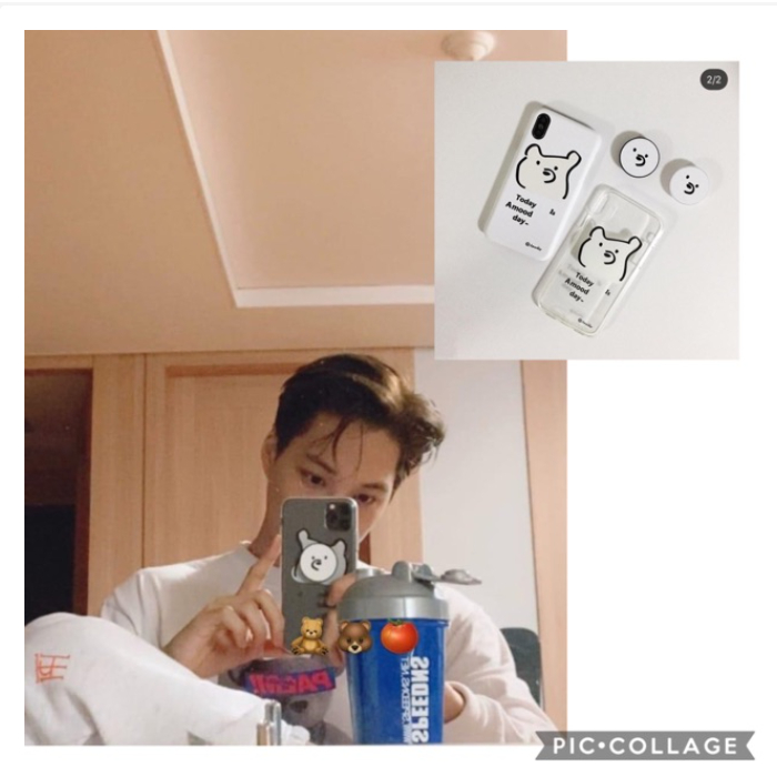 EXO Kim Jongin Kai polar bear custom transparent & white phone case & griptok
