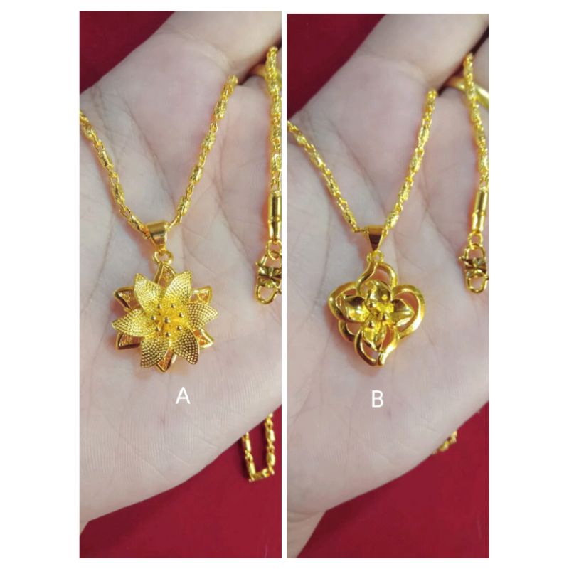 kalung bambu pasir bunga lapis emas 24k