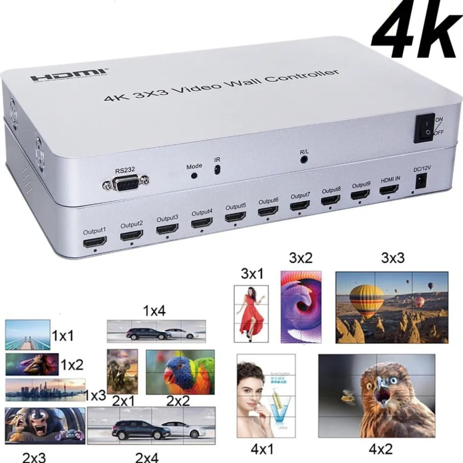 HDMI Video Wall 3x3 controller &amp; player Support 4K