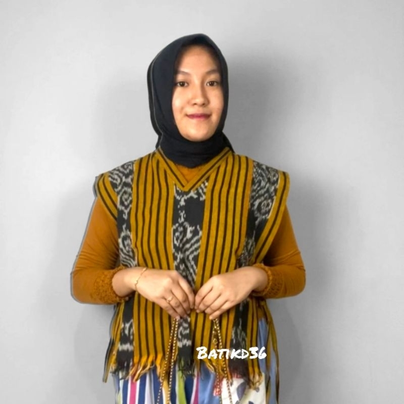 Rompi vest tenun ori AbG cantik kekinian modern Baju luar Cardi etnik unik keren Muslim muslimah wanita cewek ibu elegan murah tradisional khas cardigan blazer klasik kasual remaja kembaran kembar seragam cantik dewasa casual Lombok Makasar Palembang ct