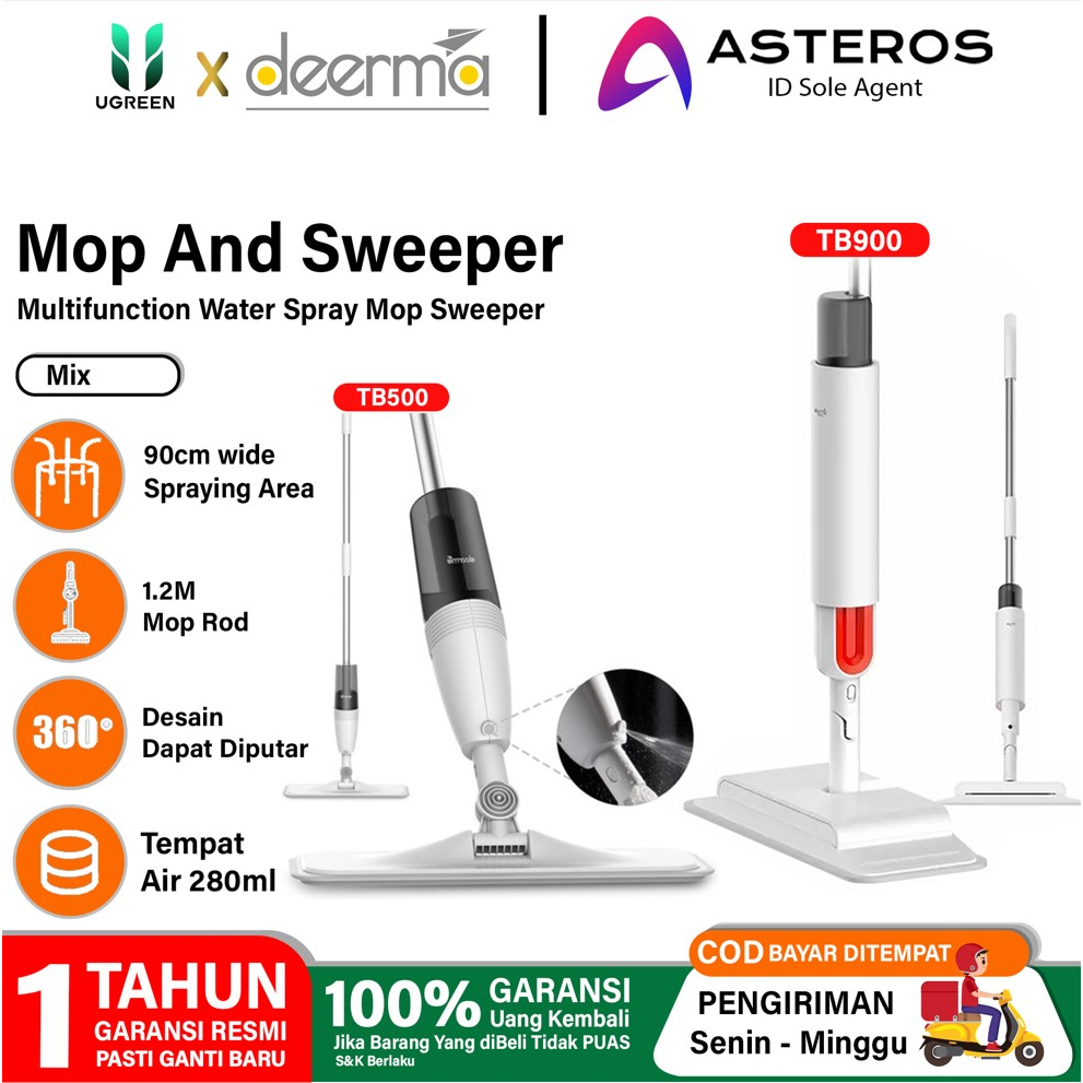 DEERMA TB500 TB900 Water Spray Mop Pembersih 2 IN 1 Alat Pel Semprot Sapu Lantai  Otomatis