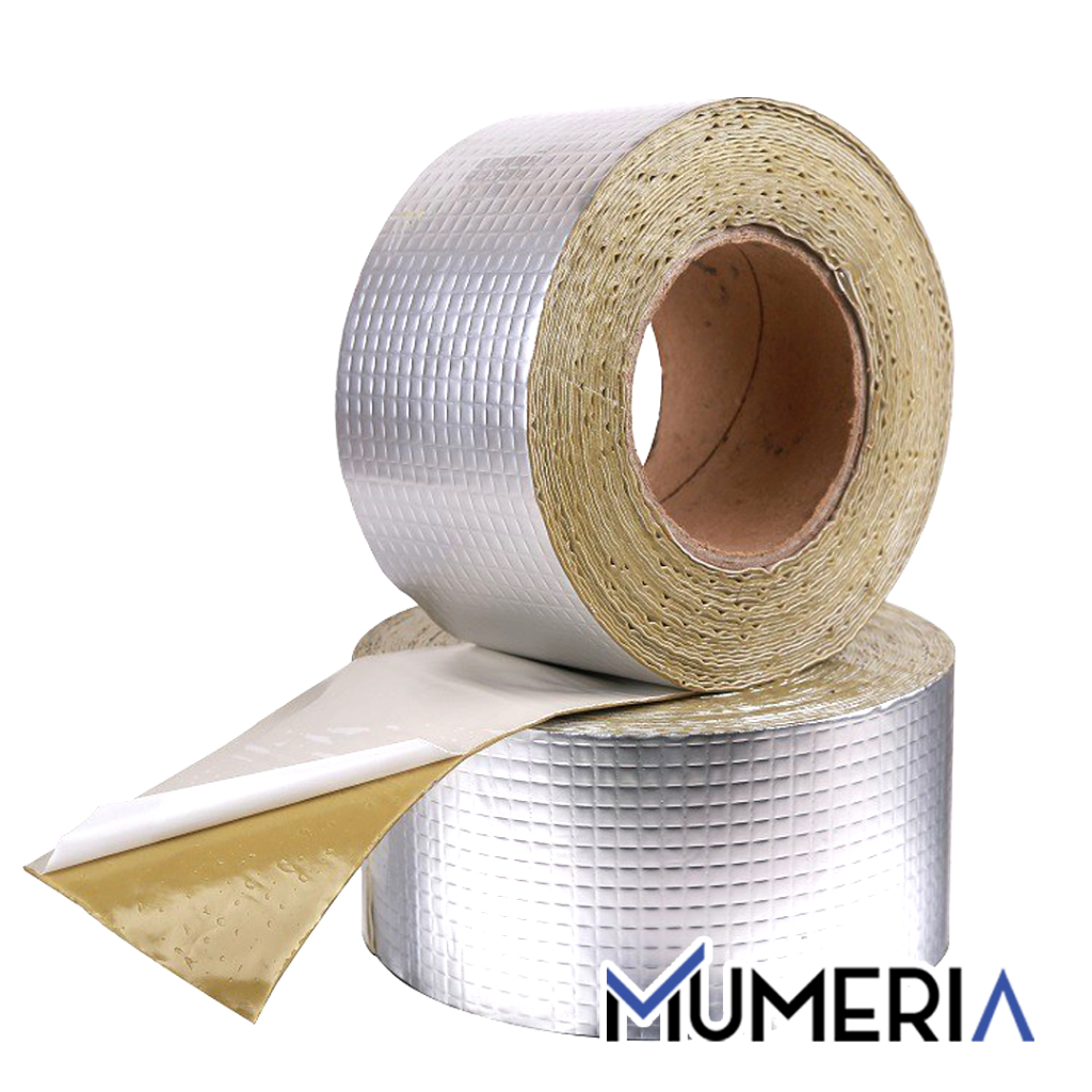 Aluminium Foil 5 cm x 3 m Butyl Rubber Super Tape Lakban Lem Tambal Isolasi Solatip Perekat Genteng Atap Tembok Pipa Kaca Retak Pecah Kuat Tahan Api Air Panas Adhesive Waterproof Anti Bocor