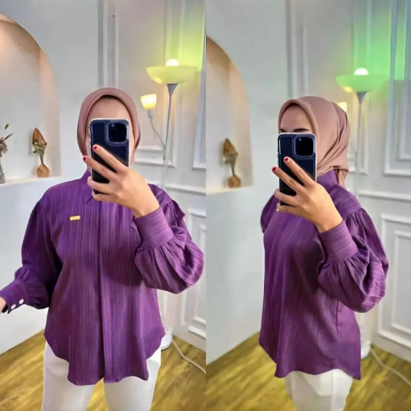 Blouse Kemeja Devanca Lady Crush Top Fashion Remaja Kekinian Baju Atasan Wanita Lengan Balon