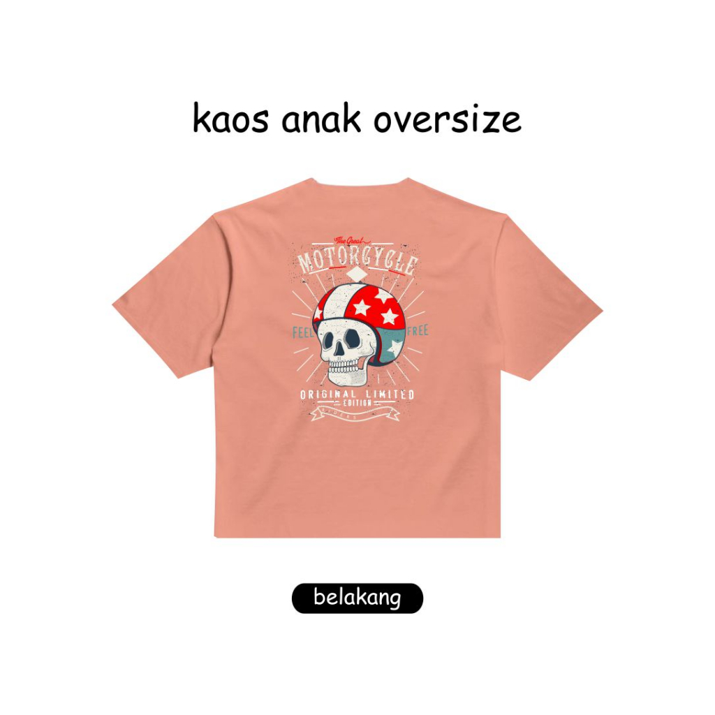 Dikids OVERSIZED - Baju Anak Umur 2-12 Tahun Unisex - Ghost Racing - Kaos Anak Laki laki Perempuan Termurah