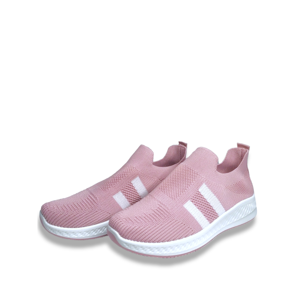 WM-1A002 SEPATU SNEAKERS FASHION CASUAL OLAHRAGA TERBARU STYLE TWOLINES POLOS WANITA PRIA BAHAN RAJUT SLIP ON BEST QUALITY REAL PICT