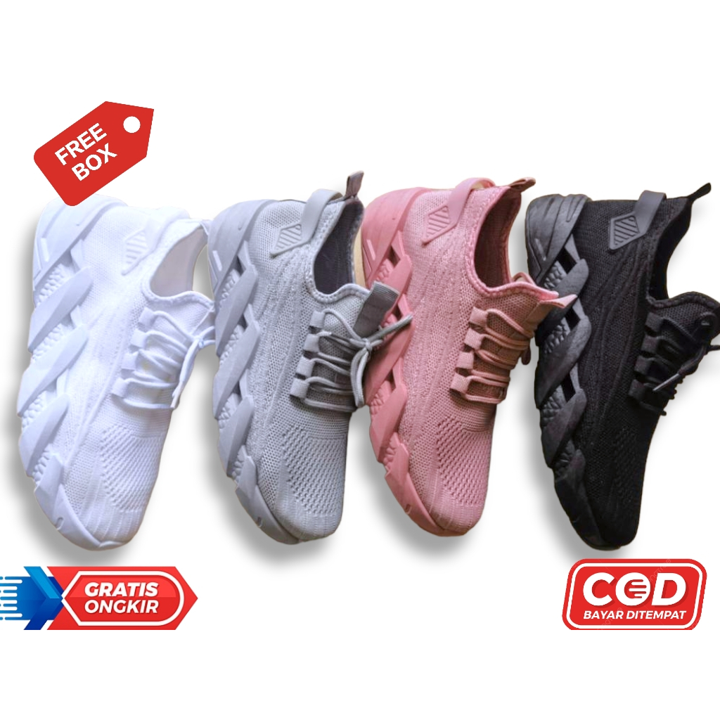 WM-1B001 SEPATU SNEAKERS FASHION SPORT CASUAL OLAHRAGA TERBARU STYLE FIT SOLE KOMBINASI WANITA PRIA BAHAN RAJUT SLIP ON BEST QUALITY REAL PICT