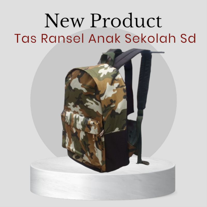 Tas Ransel anak sd tas gendong/Backpack punggung anak pria wanita printing army loreng hitam polos