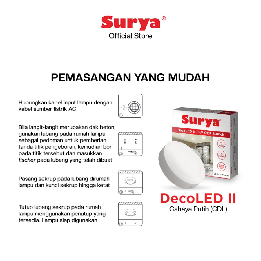 Lampu Downlight SURYA DecoLED II OBR OutBow Panel Led OBR 18 Watt