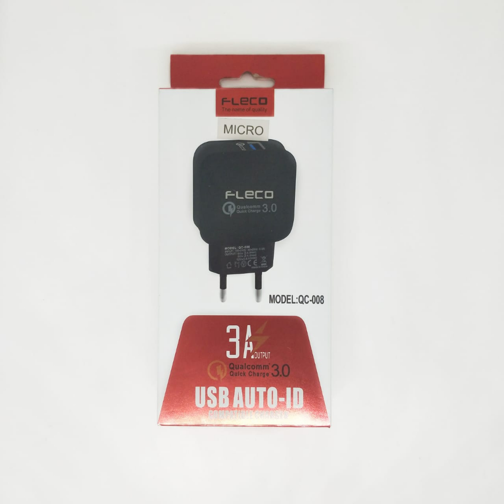 PROMO CHARGER FLECO PREMIUM QC008 MICRO FASTCHARGING QC3.0 ORIGINAL 3A [minigo]