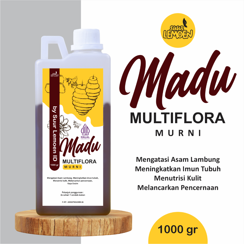 Madu Multiflora Murni - Natural Raw Honey - Nectar Multiflora Premium 1KG by Suur Lemoen ID