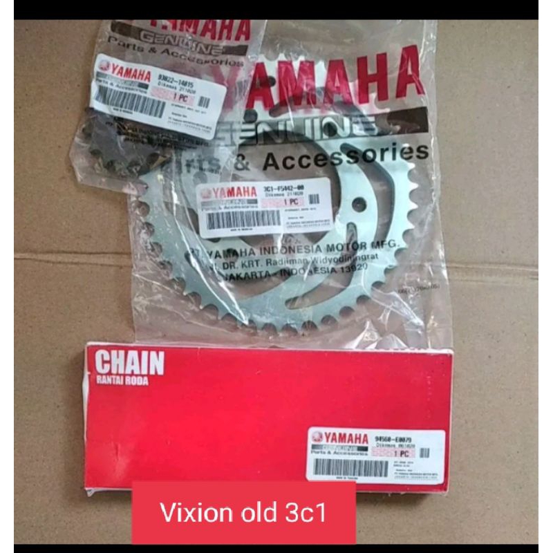 Gir set rantai Vixion old 3c1 original Yamaha