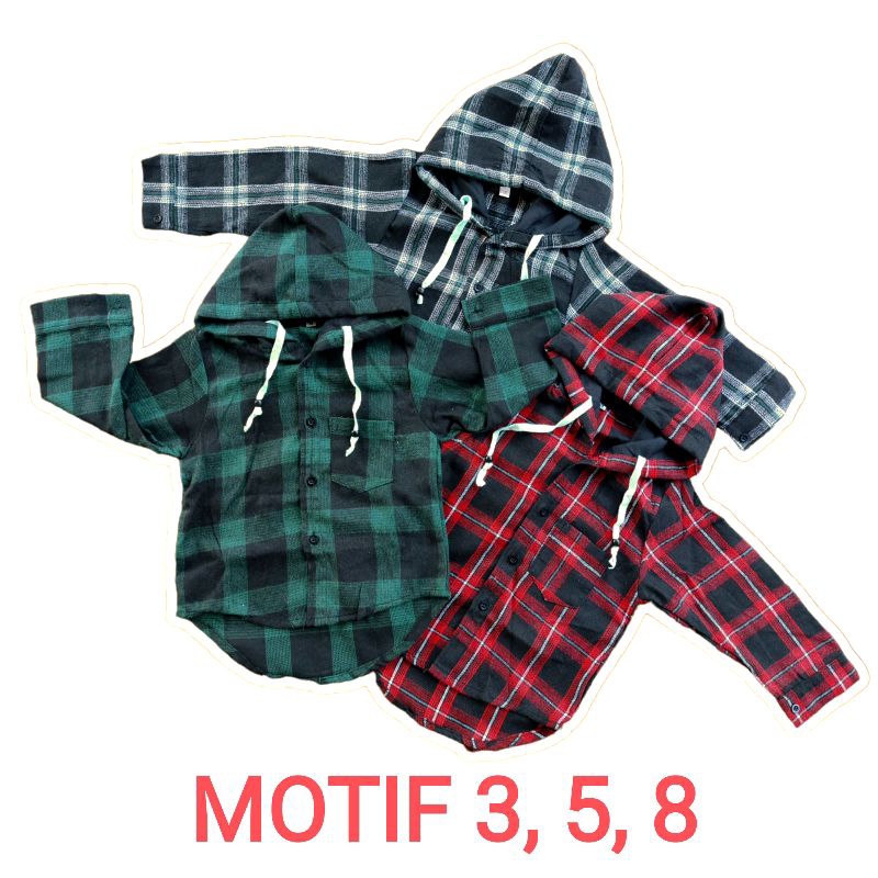 KEMEJA HOODIE ANAK FLANEL LAKI-LAKI 2-6 TAHUN