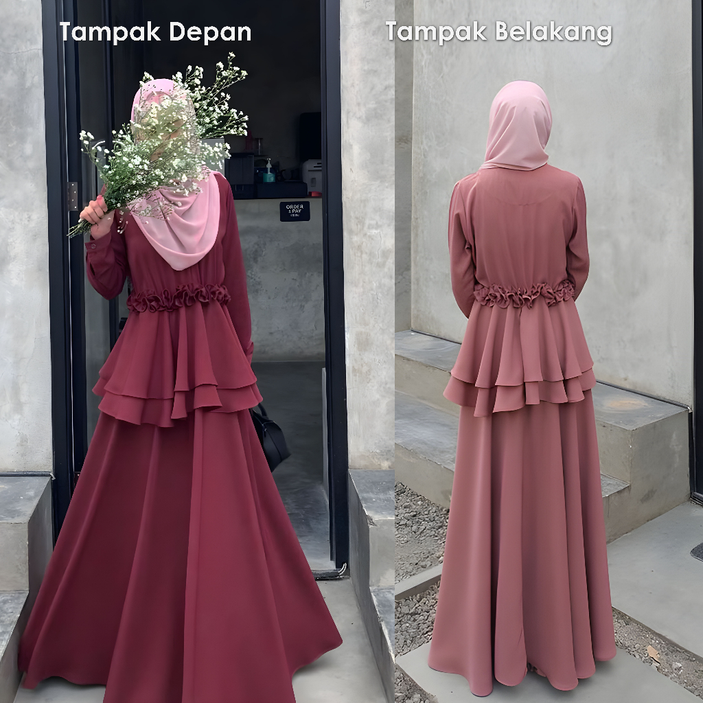Tamara Dress Gamis Premium Polos Size M L XL Shakila Armani - Dress Gamis Wanita Syari Terbaru - Dress Gamis Polos Mewah - Dress Premium - Gamis Kondangan - Gamis Seragam - Gamis Pengajian Bisa COD By Zenic