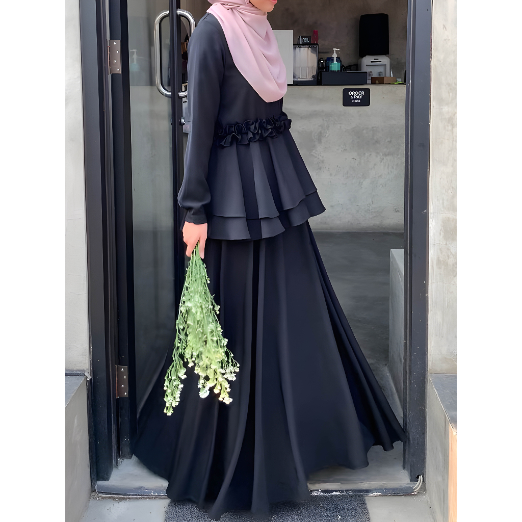 Tamara Dress Gamis Premium Polos Size M L XL Shakila Armani - Dress Gamis Wanita Syari Terbaru - Dress Gamis Polos Mewah - Dress Premium - Gamis Kondangan - Gamis Seragam - Gamis Pengajian Bisa COD By Zenic