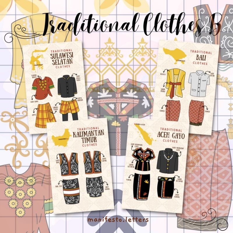

Postcard Baju Adat C | Kartupos Traditional Costume | Provinsi | Baju Bodo