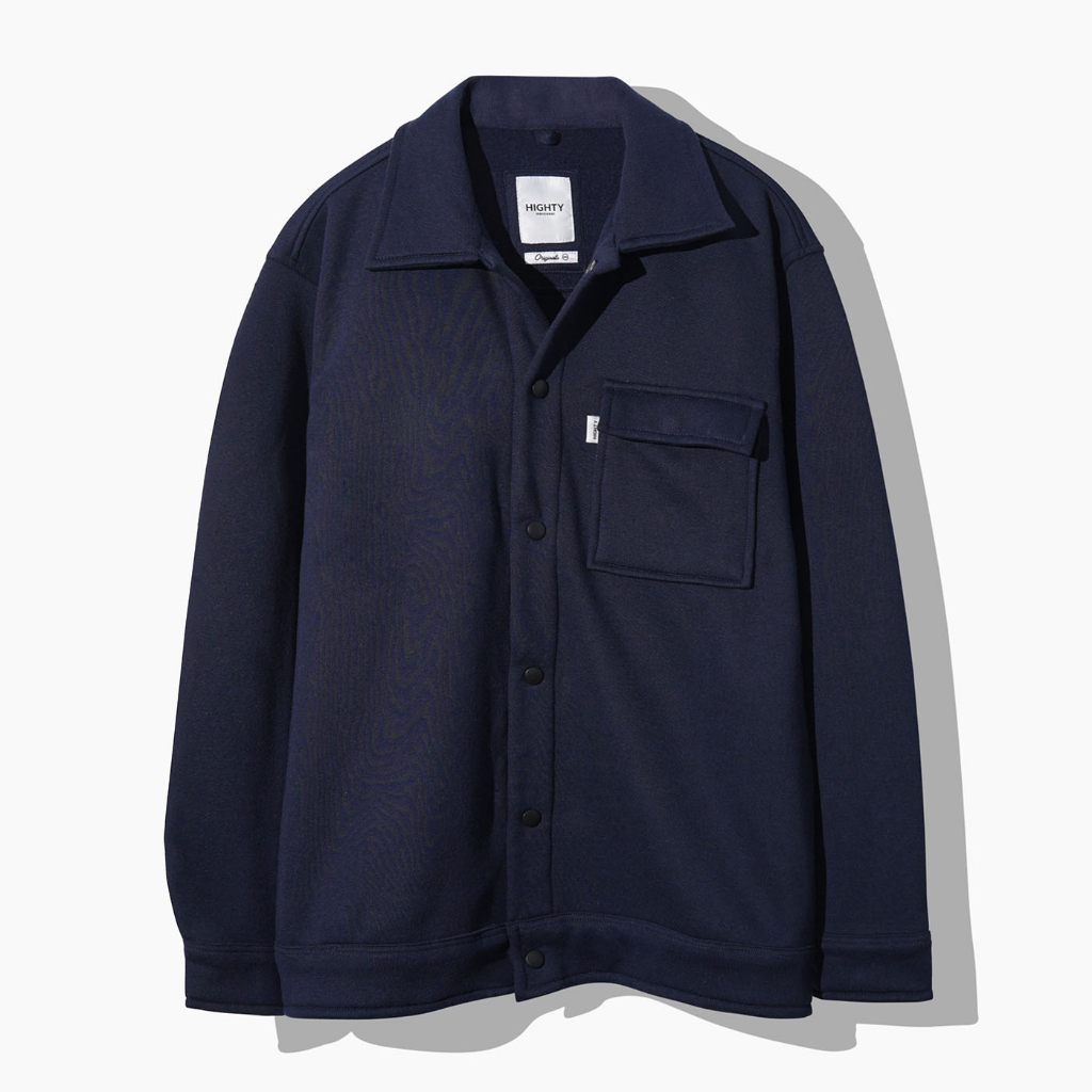 HIGHTY Navy Fleece Overshirt | Kemeja Jacket Pria