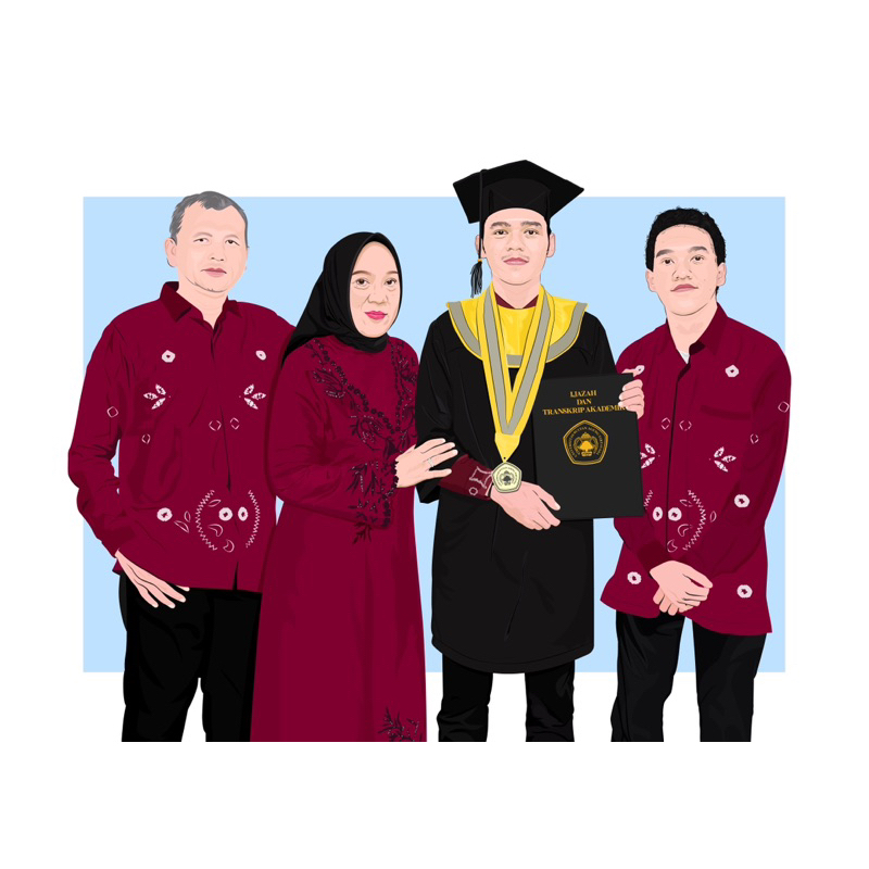 Jasa Gambar Hadiah Wisuda Ulang Tahun Pernikahan Ilustrasi Kartun Vector Art
