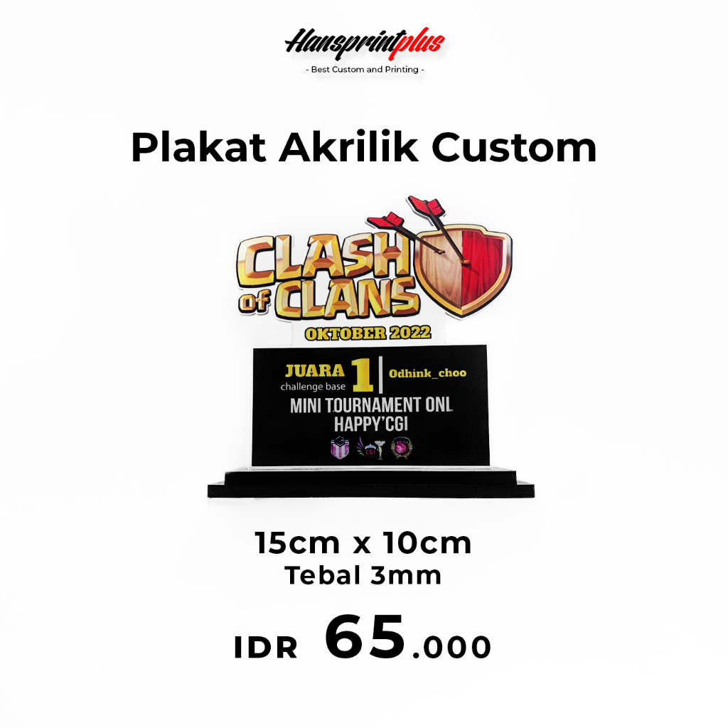 

Plakat Akrilik Custom / Trophy Acrylic (3mm, Print) / Souvenir / Hadiah / Penghargaan