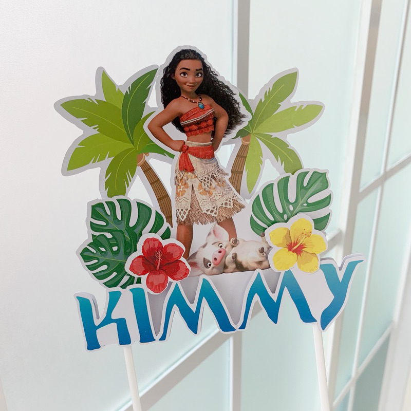 Cake Topper 3D Custom Nama Karakter Disney Moana Princess - Alat Dekorasi Kue Ulang Tahun - Satu Set