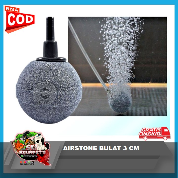 BATU AIRSTONE GELEMBUNG UDARA AERATOR AQUARIUM KOLAM BULAT 3CM