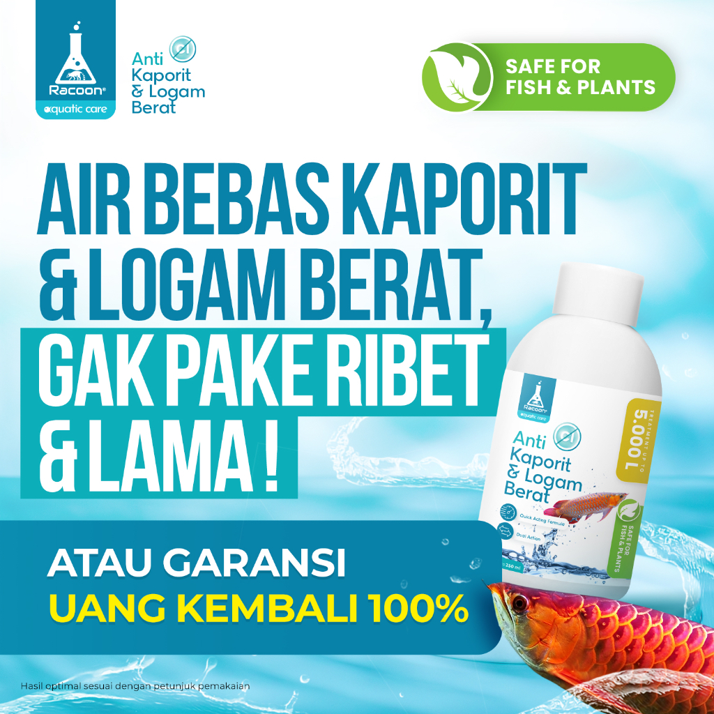 RACOON Anti Kaporit Aman Untuk Ikan  | 1 Botol 5.000L Air