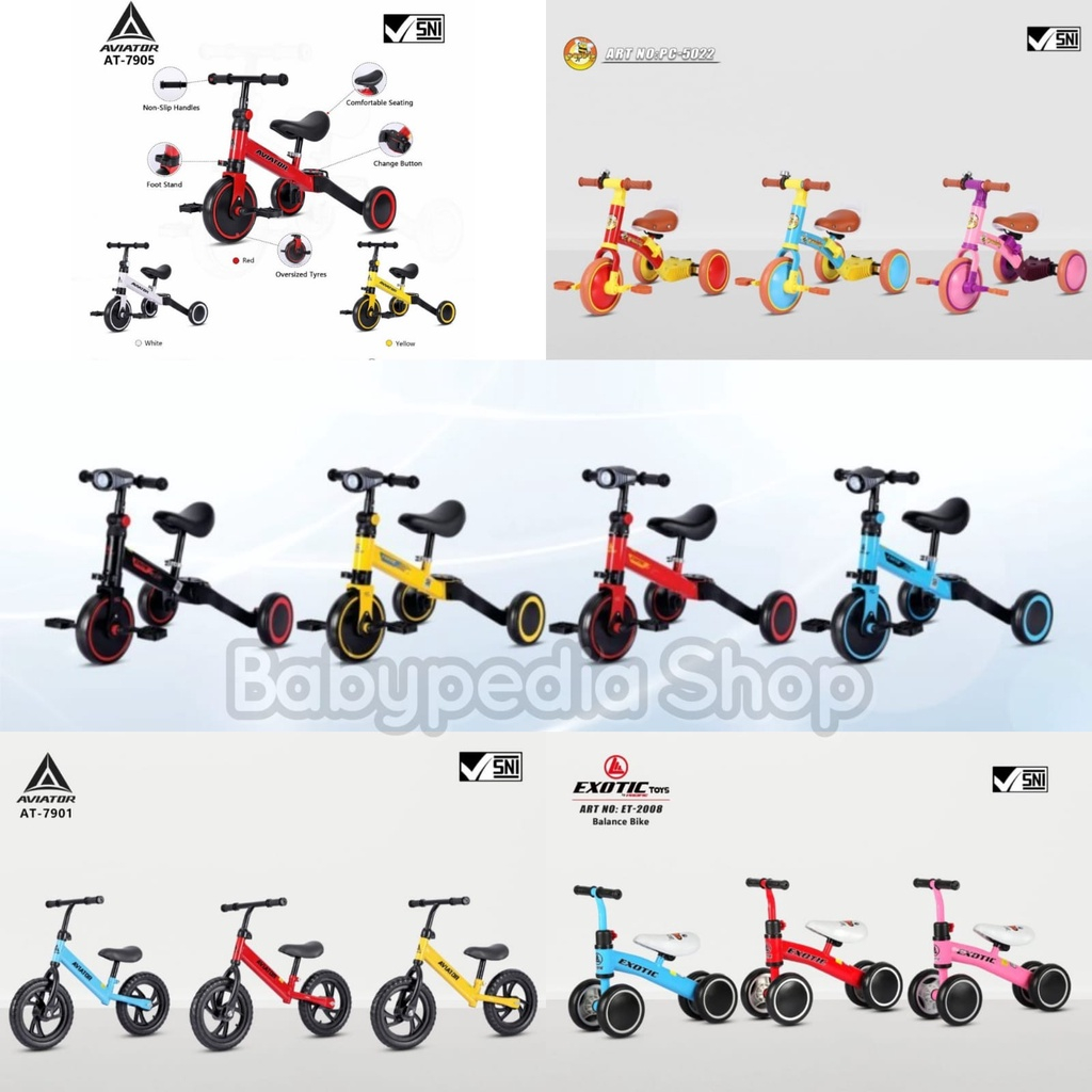 Exotic Aviator AT 7901/AT 7905/ET 709/ET 2011/ET 2017 Balance Bike Ride on Sepeda Anak