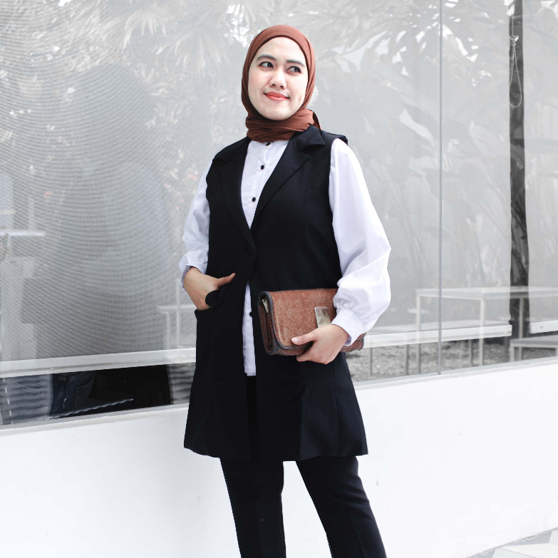 Outer Vest Blazer Wanita Tanpa Lengan | Long Vest Blazer