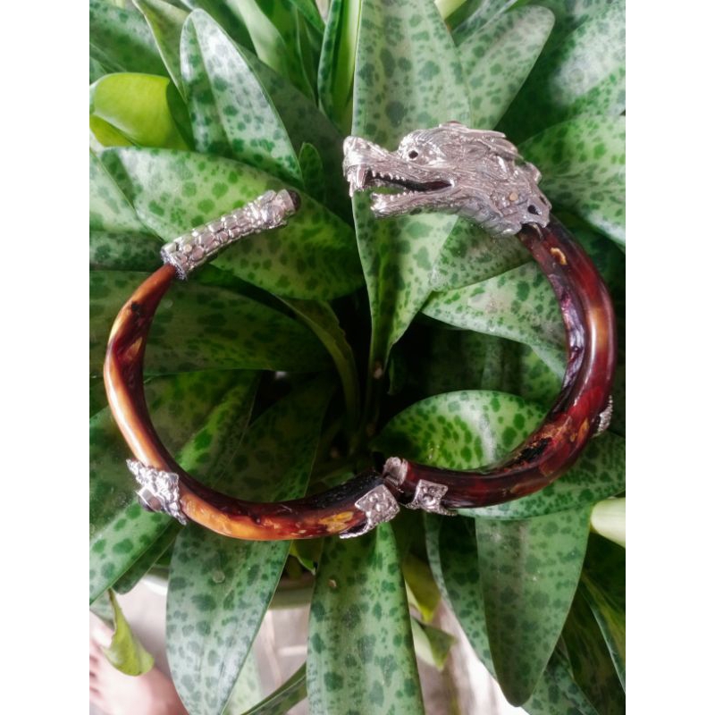 gelang akar Bahar merah variasi alpaka motif naga Bali(China)