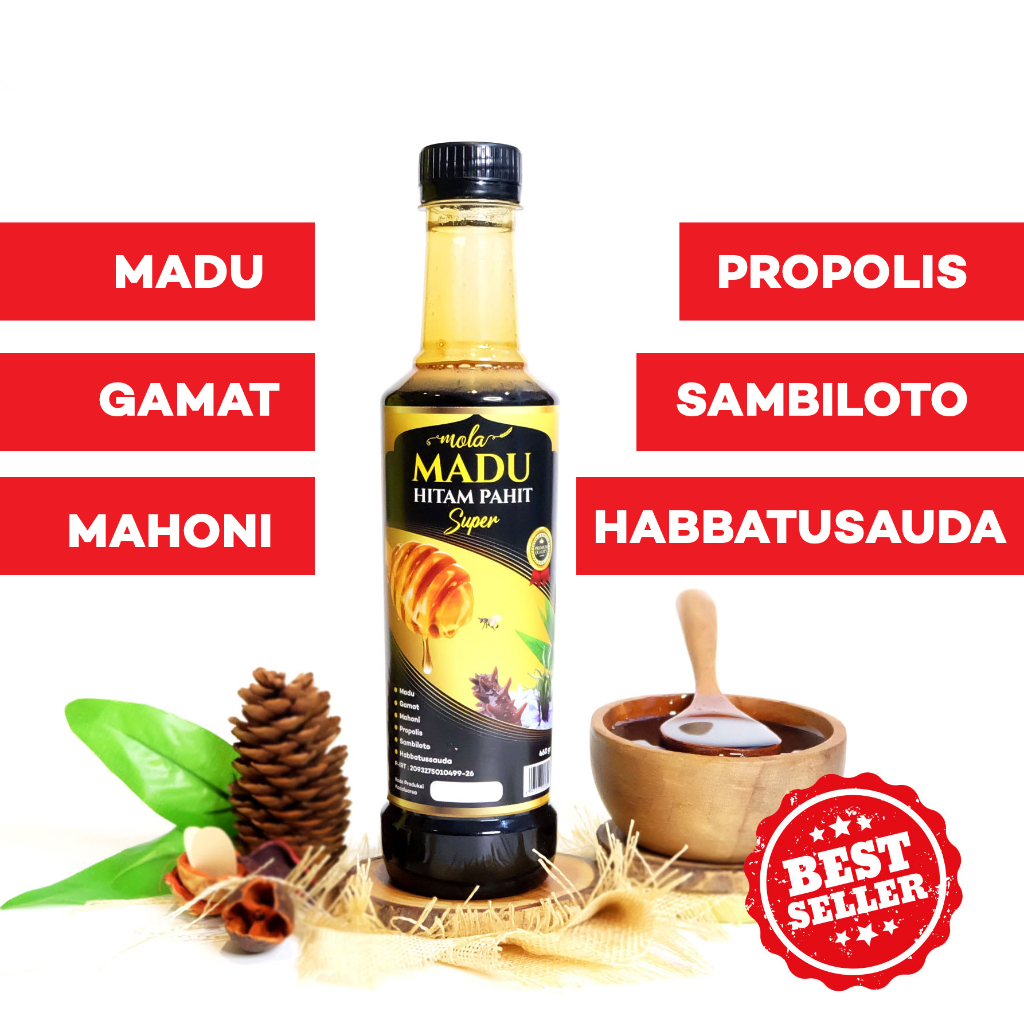 

Mola Madu Hitam Pahit 460 gram plus Habbatussauda dan Propolis