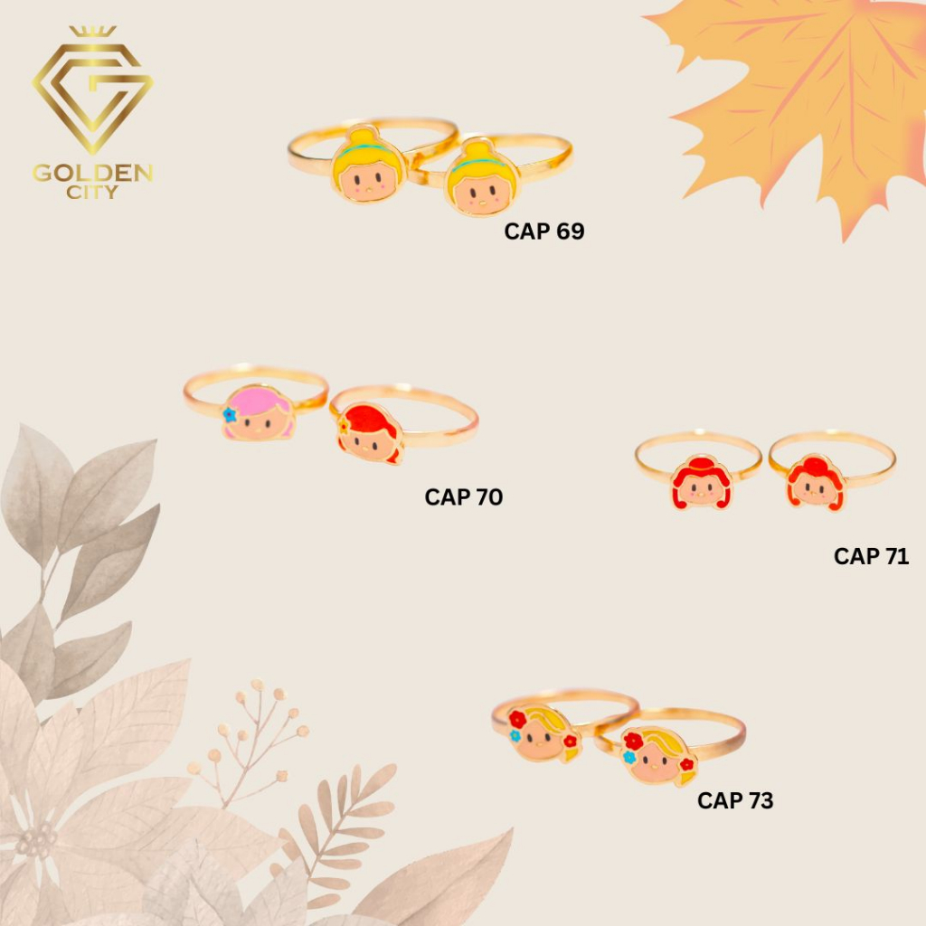 CINCIN ANAK EMAS ASLI KADAR 375(8K) MOTIF KARTUN KARAKTER