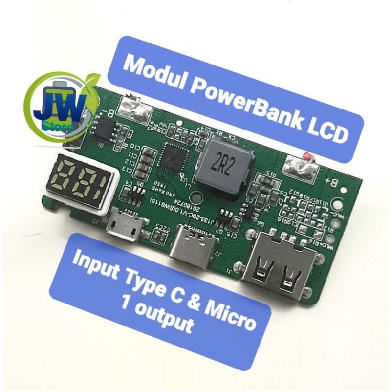 Modul powerbank LCD 2 input type C & Micro & 1 output (copotan nornal)