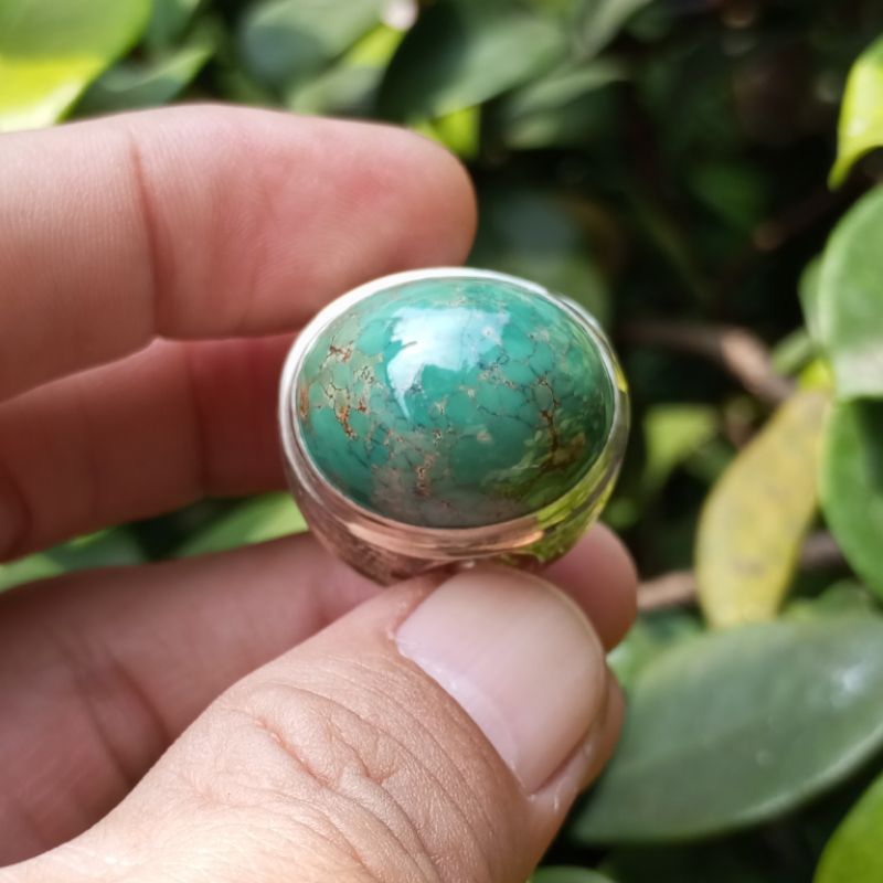 Cincin Ring Perak Batu PIRUS Hubei Natural Asli Motif Antik
