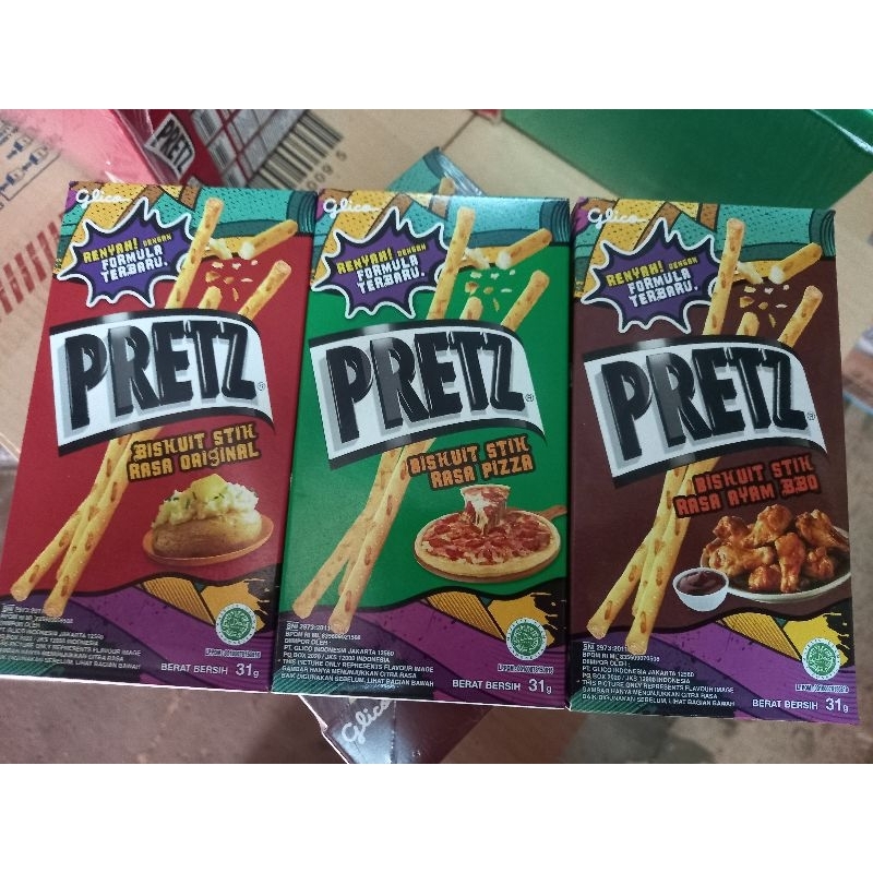 

termurah!! Pretz pizza /glico pizza /bbq/ori 32 gr