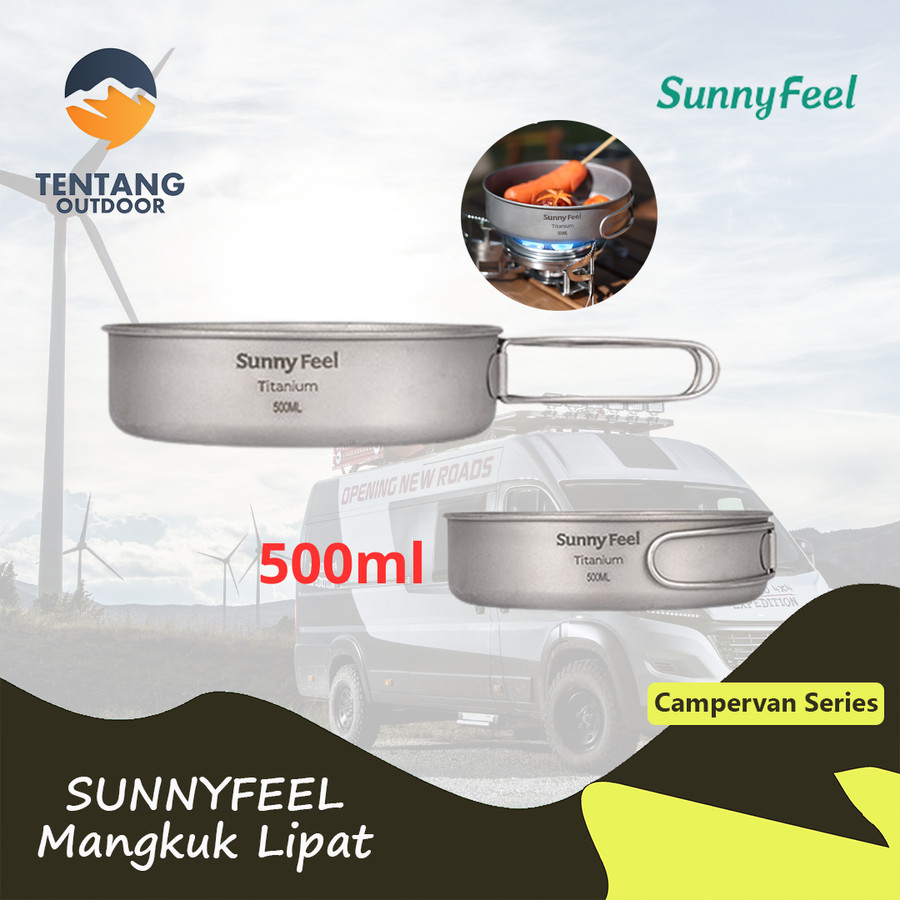 SUNNYFEEL Mangkuk Lipat Titanium Nesting Camping Outdoor Alat Makan Camping