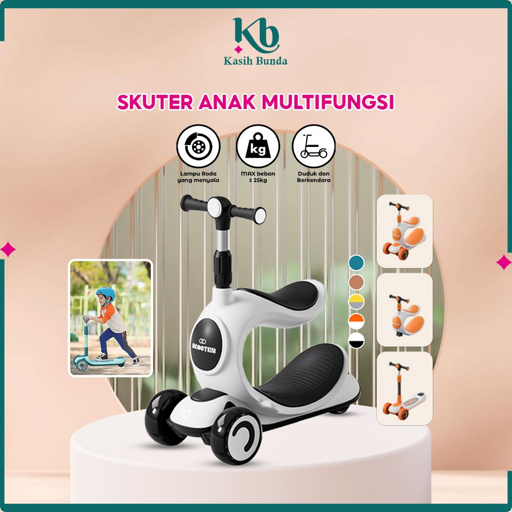 Skuter Anak 3IN1 Serbaguna Mainan Dorongan Anak / Scooter Otoped Anak Roda 3 / Skuter Duduk Kursi Go
