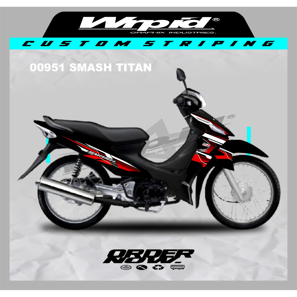 00951 sticker striping motor smash titan motif simple kekinian