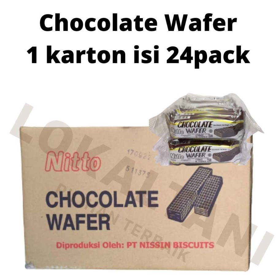 

Nitto Wafer Renyah Chocolate Wafer 1 Karton isi 20 Pack 10pcs/renceng