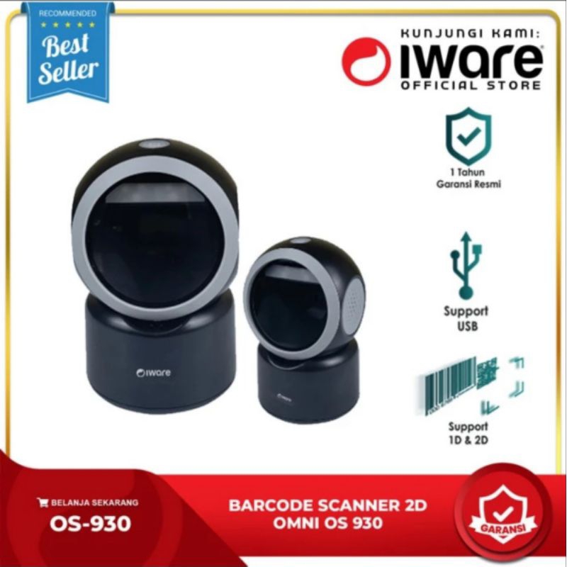 SCANNER OMNI DIRECTIONAL 2D IWARE OS-930 OS930 AREA IMAGER BARCODE SCANNER DUDUK