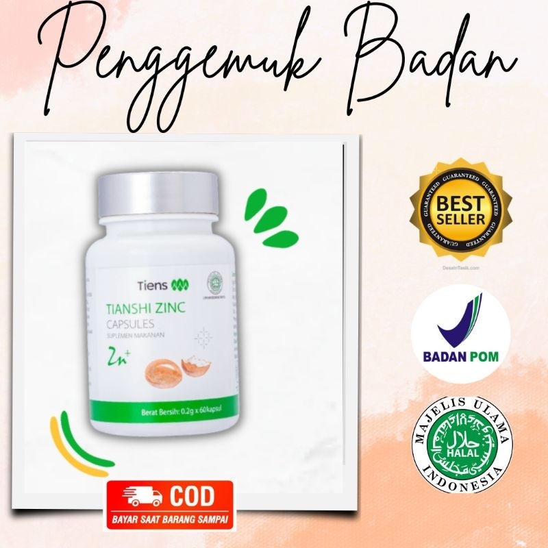 ZINC TIENS SUPLEMEN PENGGEMUK BADAN BPOM | VITAMIN PENAMBAH NAFSU MAKAN PRIA WANITA ANAK DEWASA
