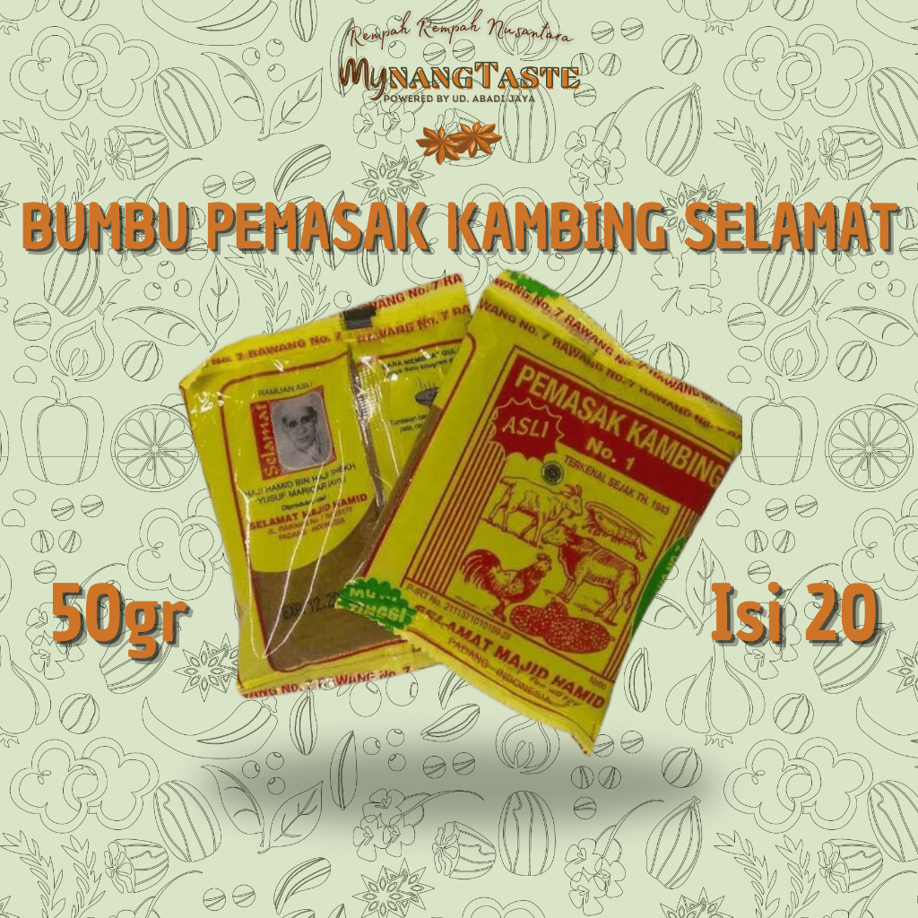 

Bumbu Pemasak Kambing Selamat 50g Isi 20 Sachet (1kg)