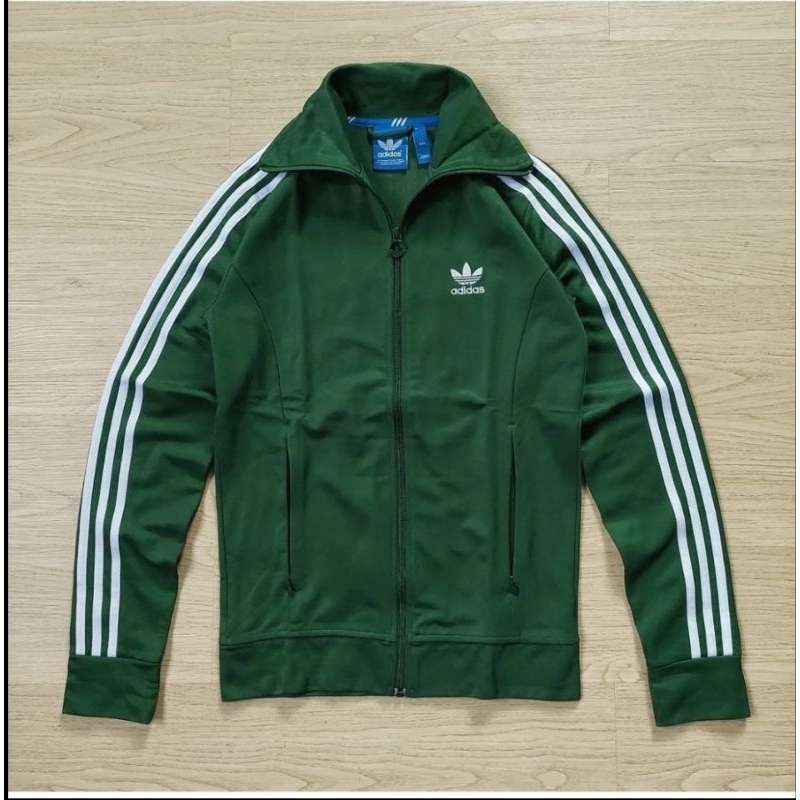 TRACKTOP ADIDAS HIJAU LIST PUTIH SECOND ORIGINAL FIREBIRD EUROPA BIG LOGO 100% 4DIDAS
